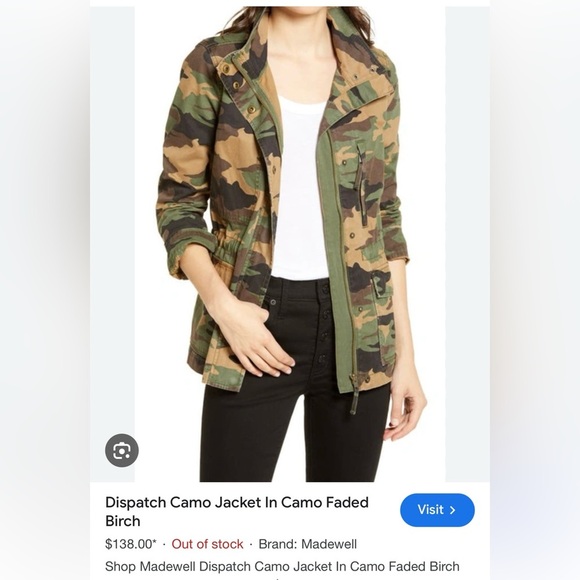 Madewell Dispatch Camo Jacket Faded Birch Women’s  Size XS - Picture 5 of 9